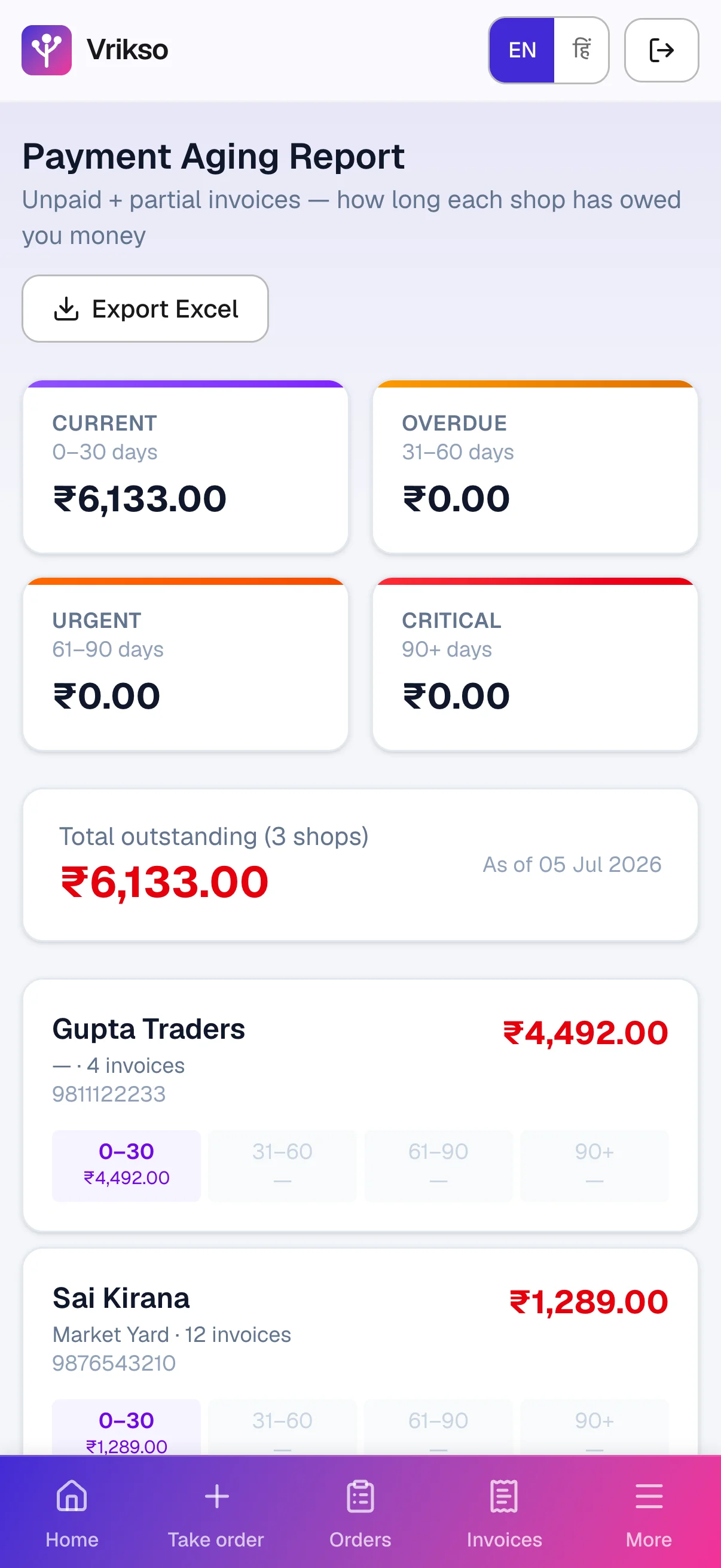 Money owed — Vrikso app